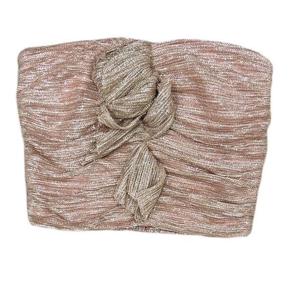 NWT Anthropologie Ruffled Metallic Tube Top - Picture 5 of 7